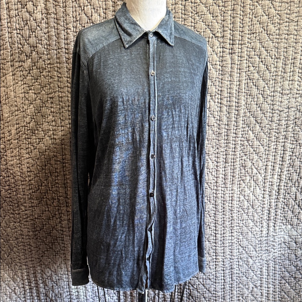 Avant Toi Slate Blue Gray Shirt Jacket 100%Linen  Knitted .Brand new.